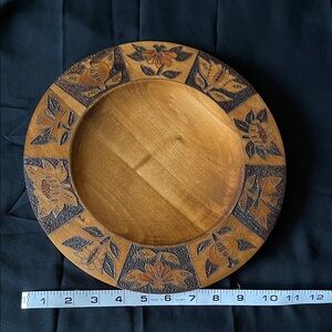 Vintage Artisan Carved Wooden Plate